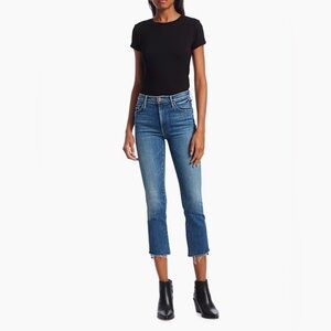 Mother The Insider High-Rise Crop Step Fray Hem Jeans